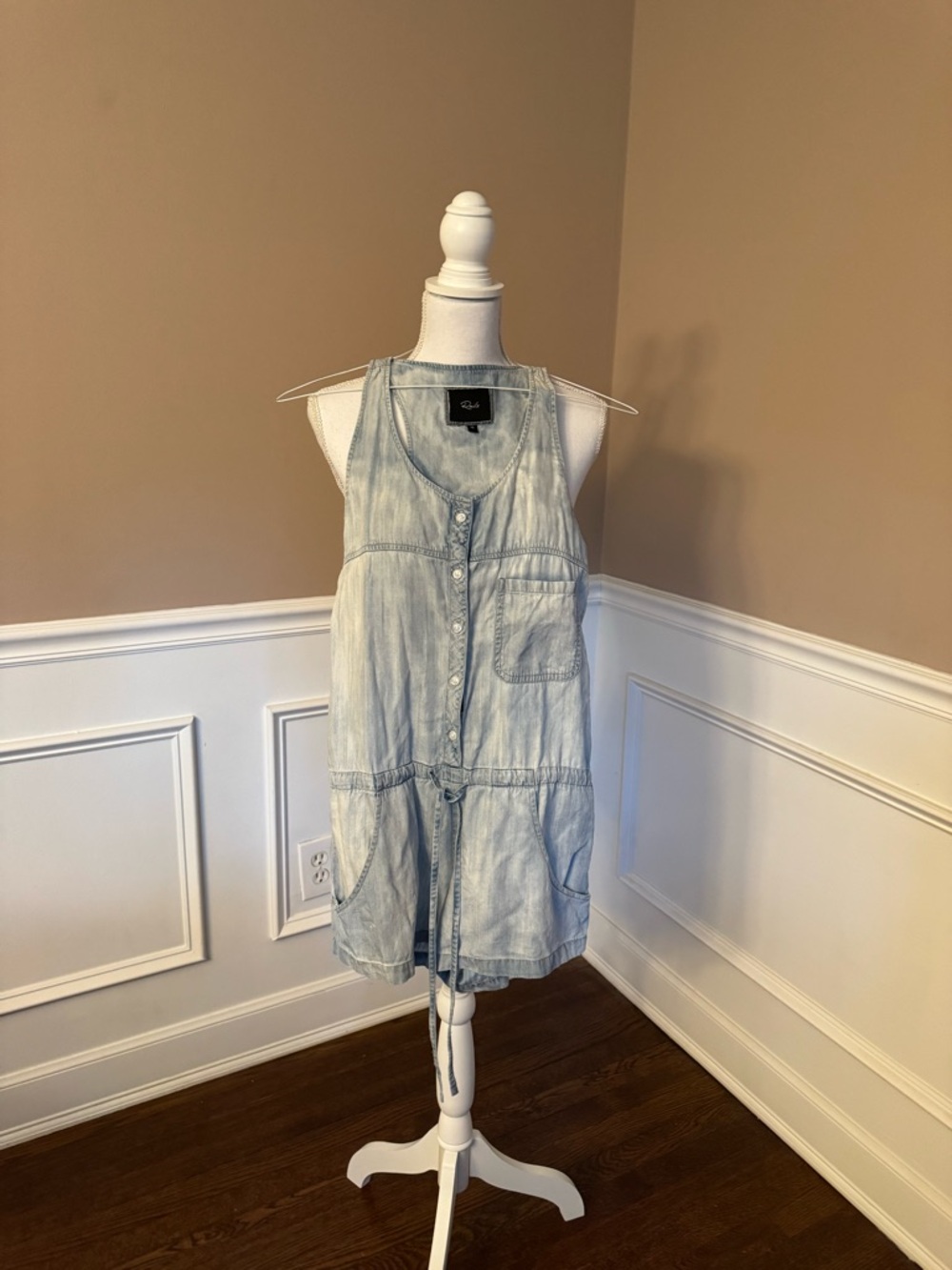 Rails Light Wash Denim Romper - Light Blue